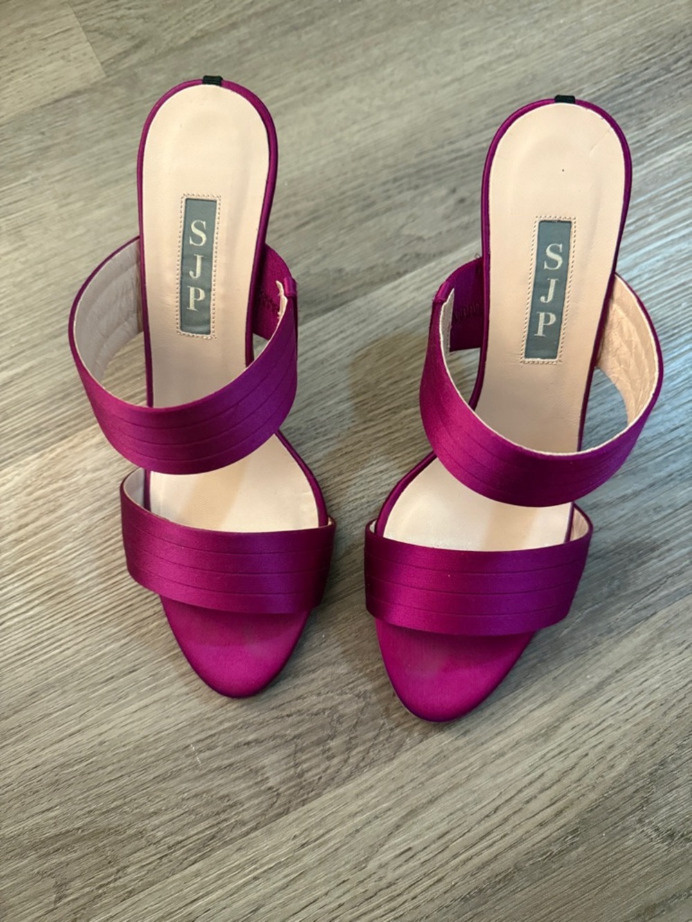 SJP by Sarah Jessica Parker Magenta Satin Double-Strap Slide Heels